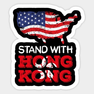 stand with hong kong american flag Sticker